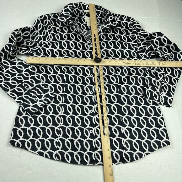 Chicos No Iron Cotton Button Down Shirt Loop  Print Long Sleeve Workwear 0 SMALL - Picture 5 of 10